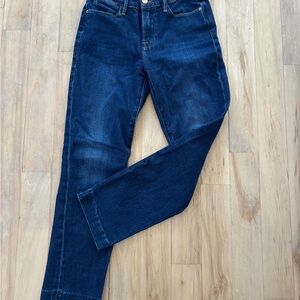 Frame Denim Le High Straight Jeans in Dark Blue Denim